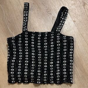 American Eagle Outfitters Black and White Patterned Crop Top
